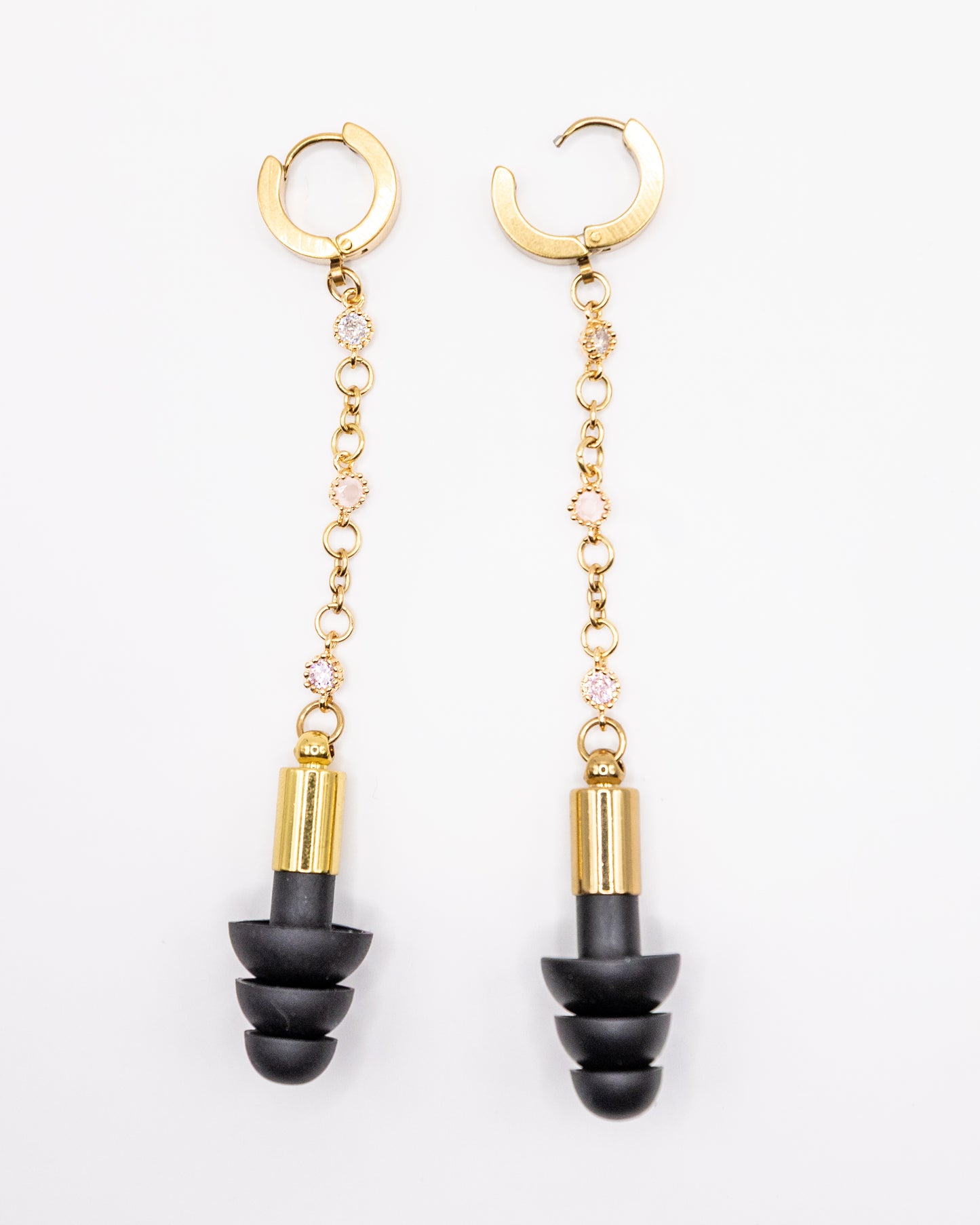 Gold & Light Pink Minimalist Ombre Chain Clicker Hoop Ear Plug Earrings
