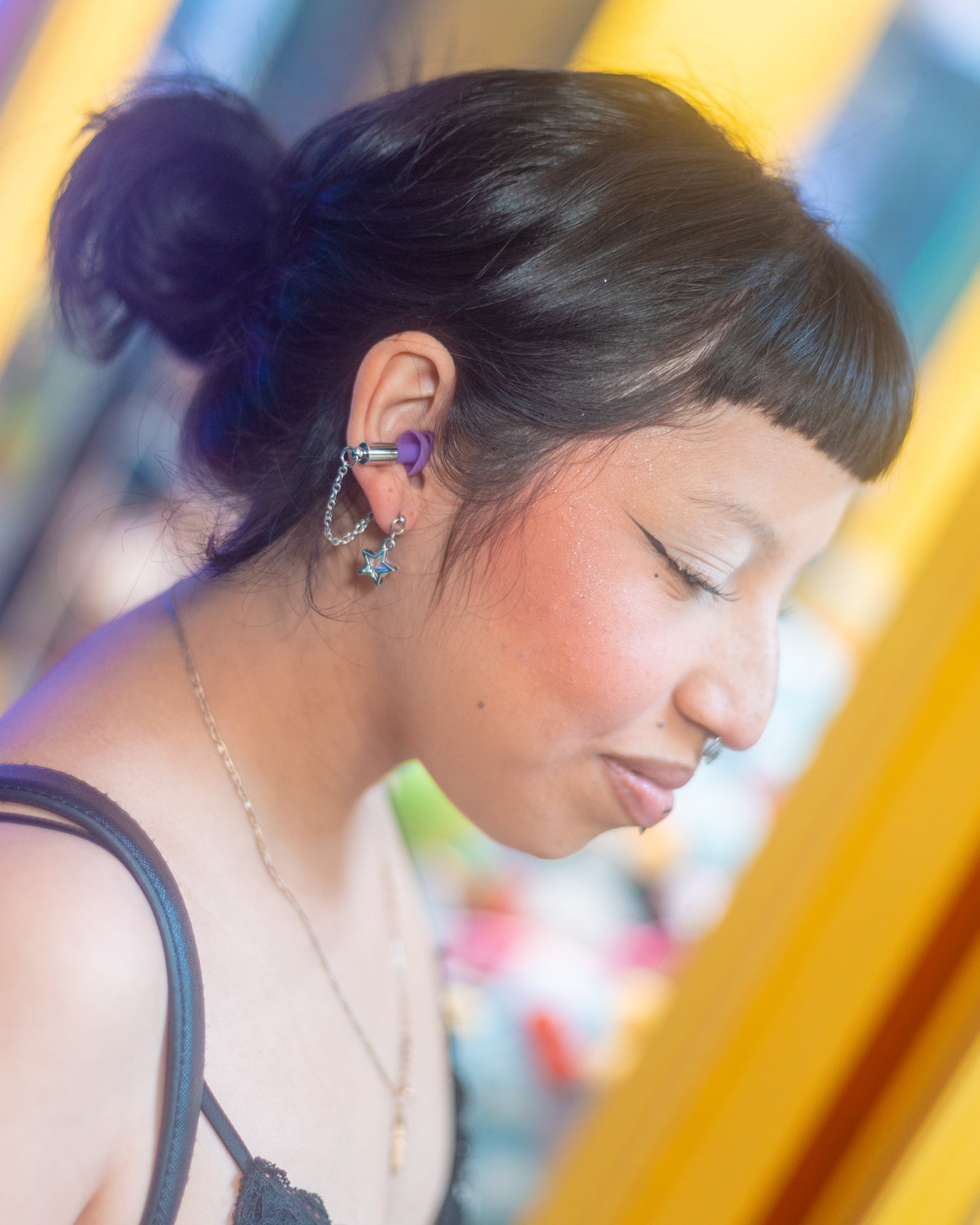 Purple Star Stud Ear Plug Earrings