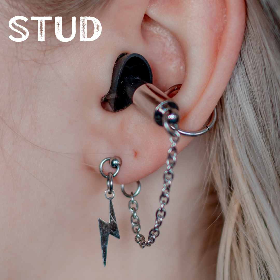 Design-Your-Own Lightning Bolt Ear Plug Earrings (non-piercing options available)