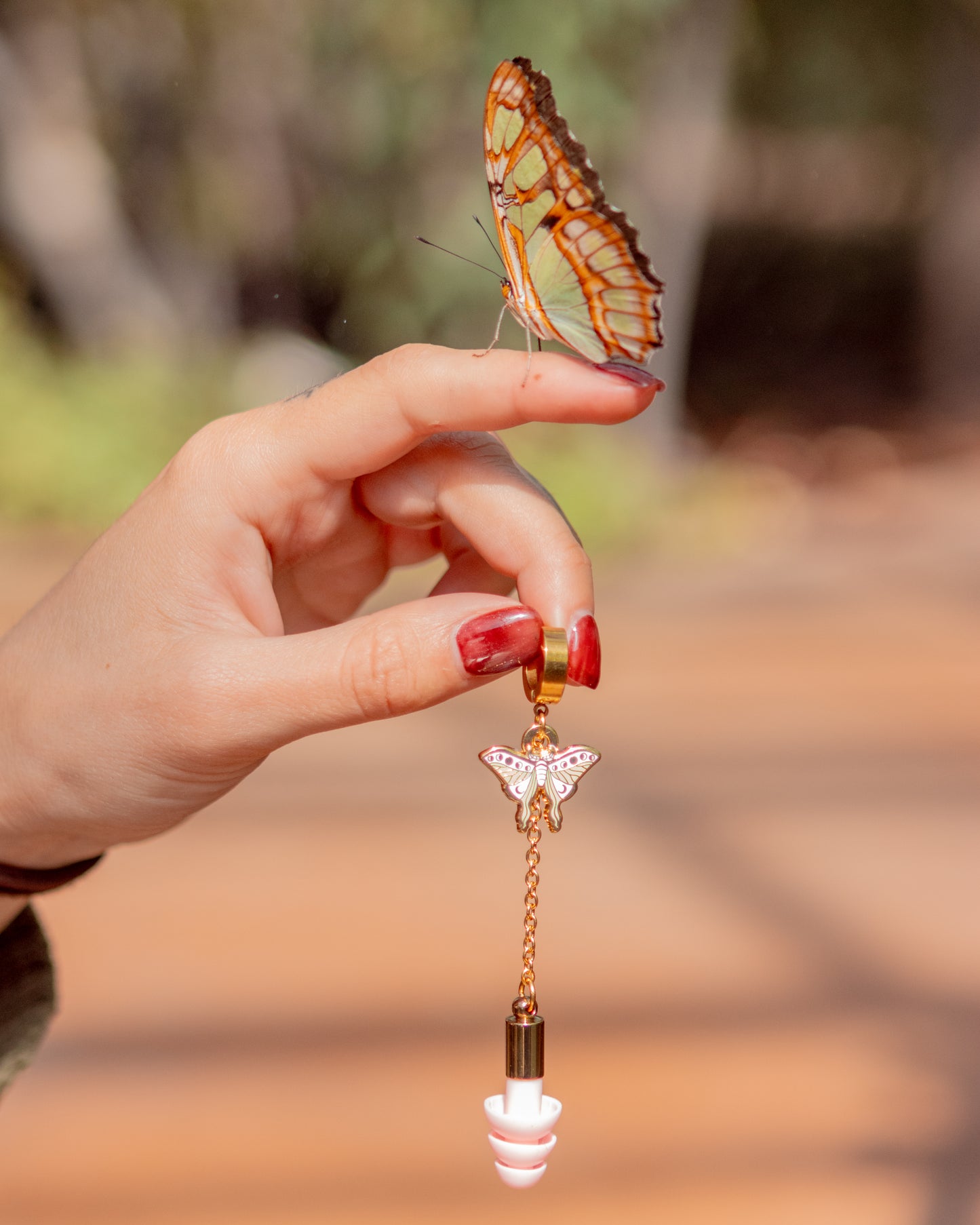 Luna Moth Clicker Hoop Ear Plug Earring