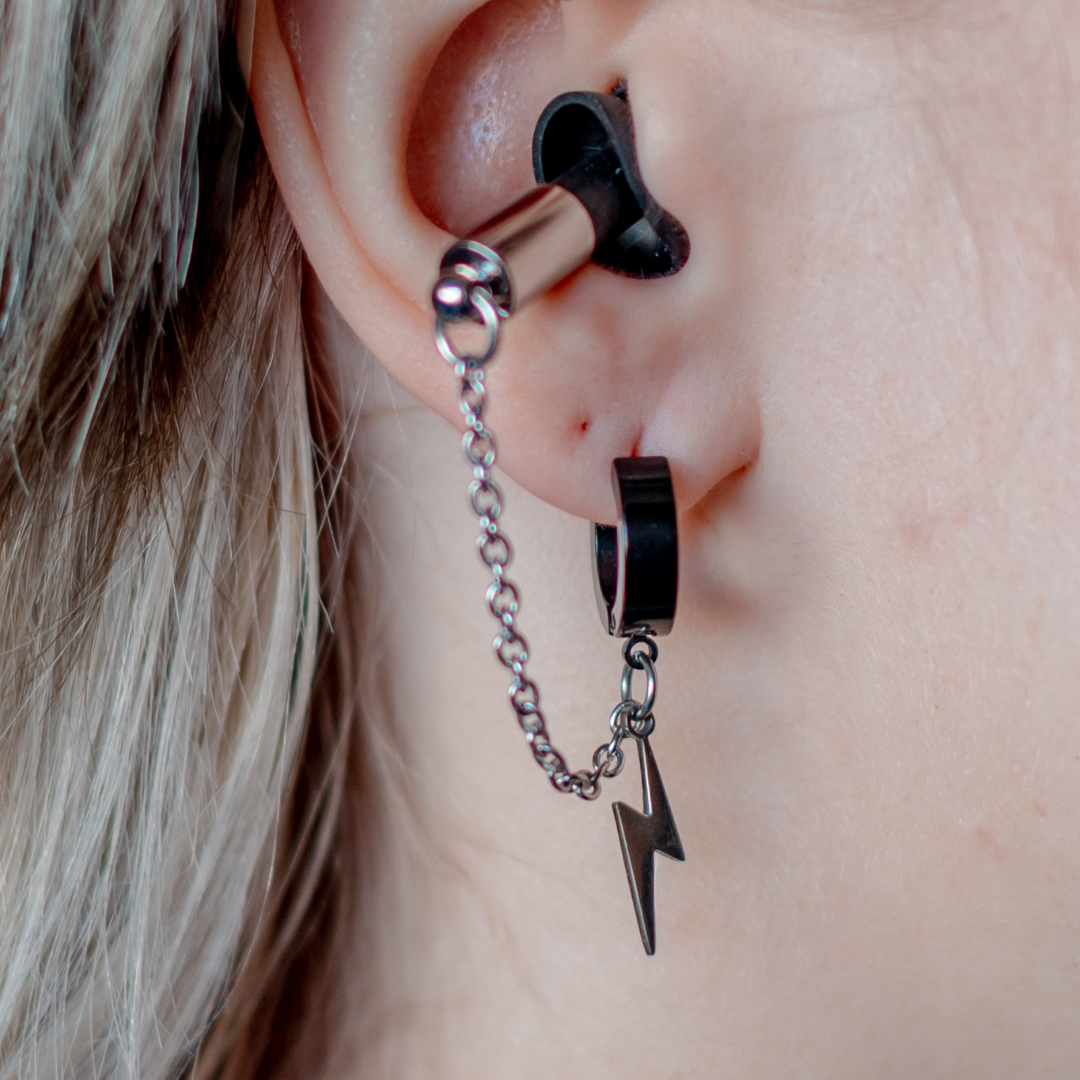 Design-Your-Own Lightning Bolt Ear Plug Earrings (non-piercing options available)