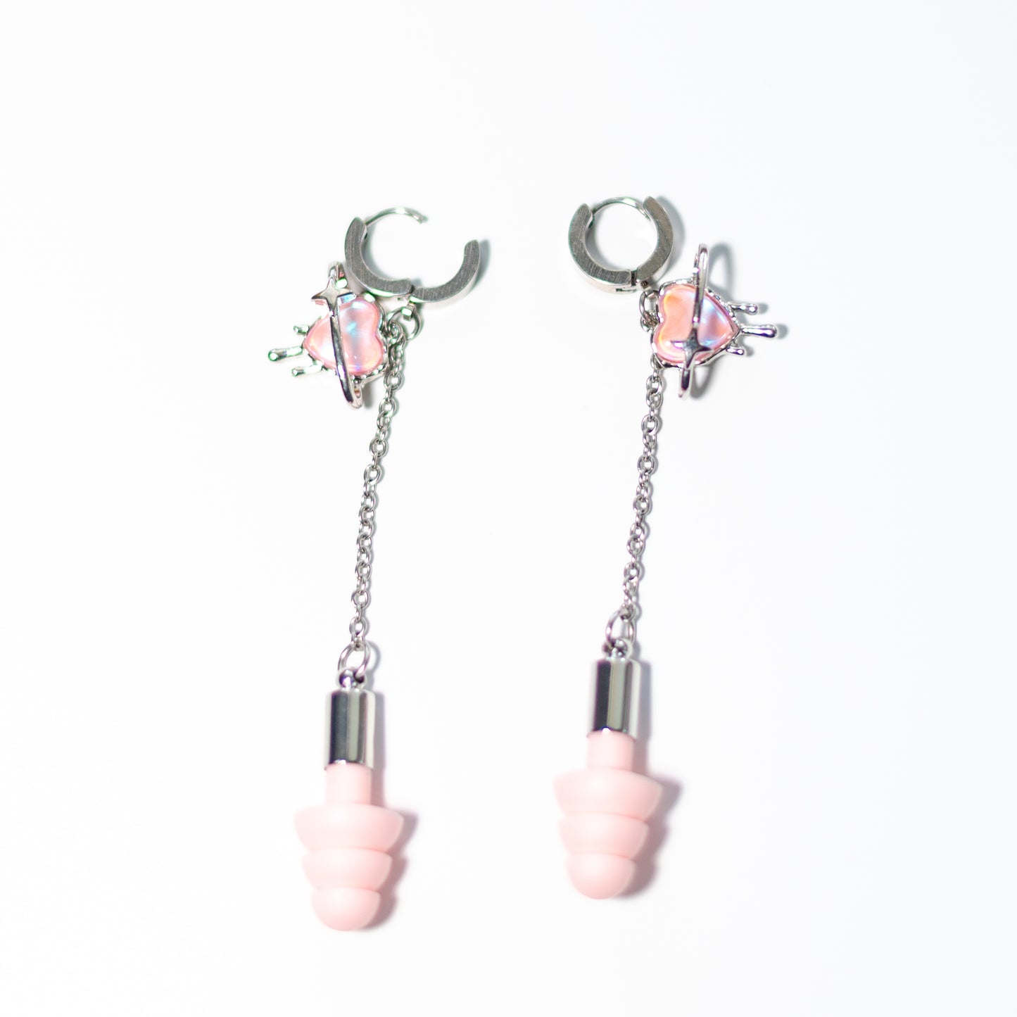 Pink Heart Clicker Ear Plug Earrings