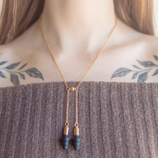 Gold Simple Ear Plug Necklace (no piercings needed)