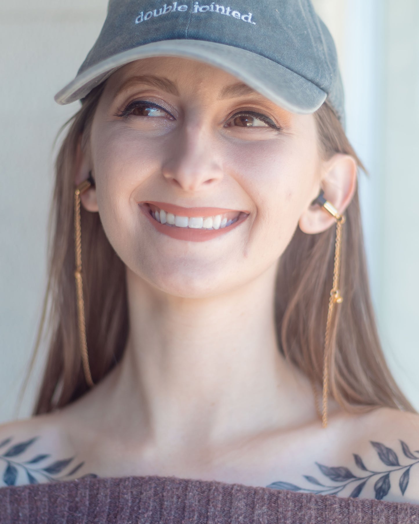 Gold Simple Ear Plug Necklace (no piercings needed)