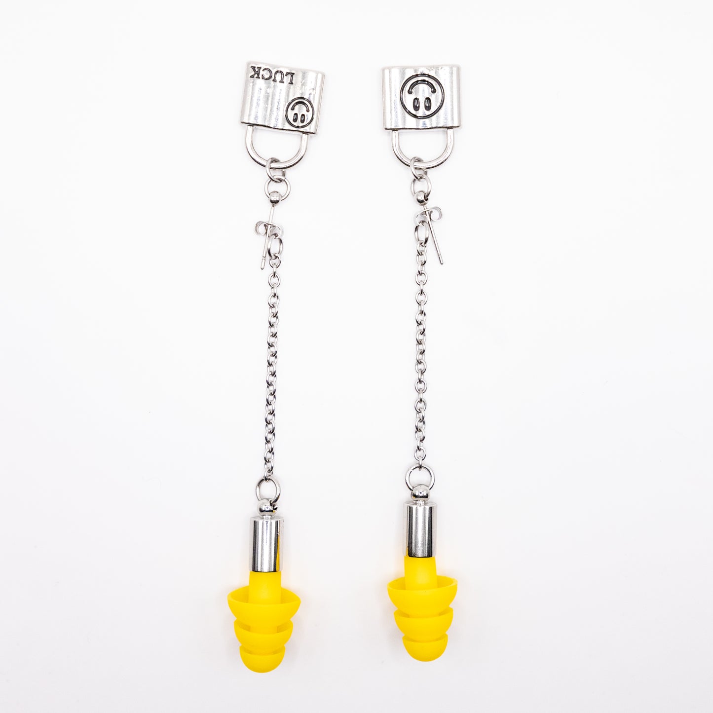 Yellow Padlock Stud Ear Plug Earrings