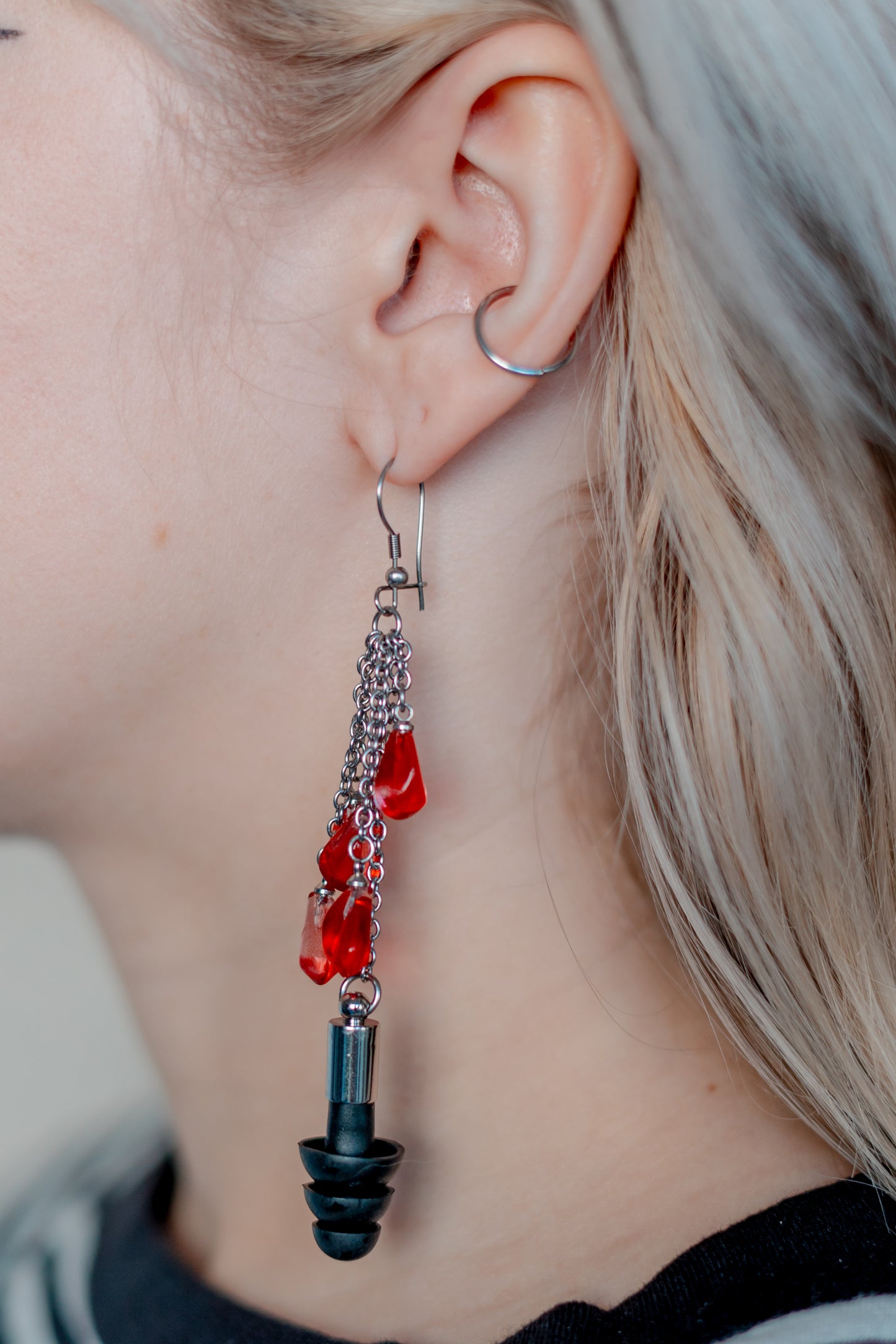 Pomegranate Seed Shower Ear Plug Earrings