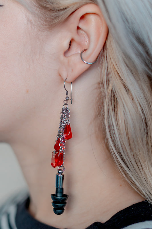 Pomegranate Seed Shower Ear Plug Earrings