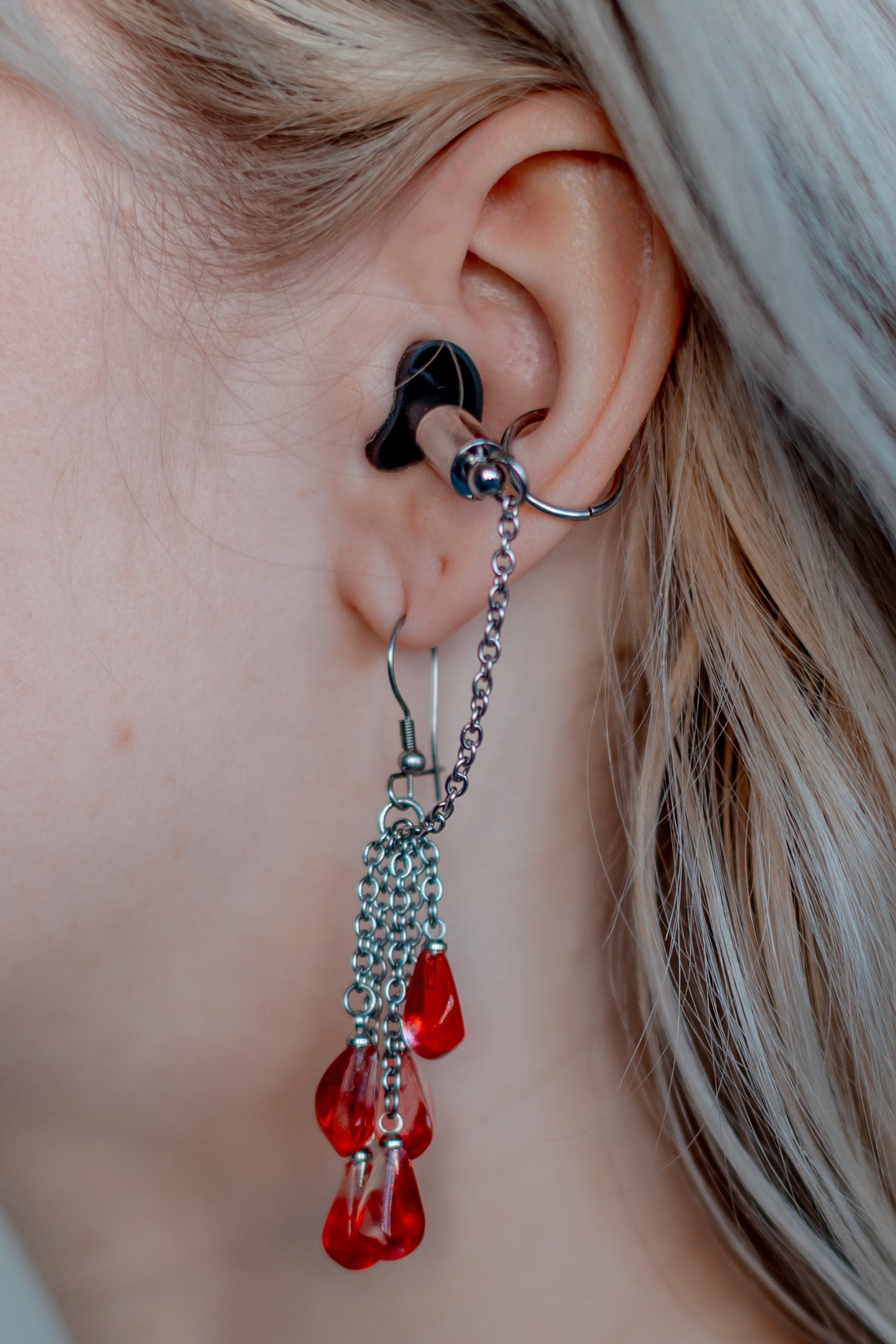 Pomegranate Seed Shower Ear Plug Earrings