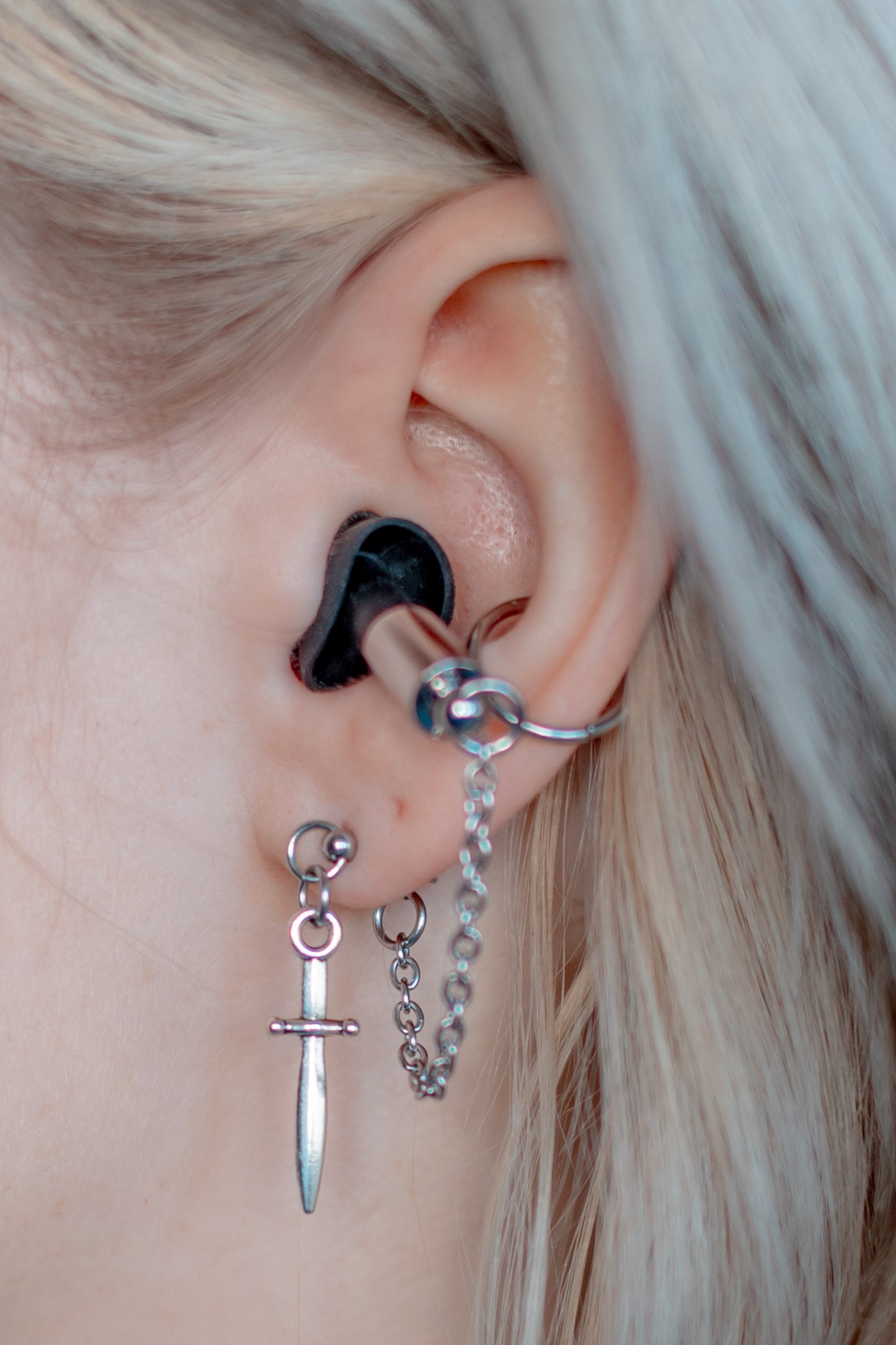 Dagger Stud Ear Plug Earrings