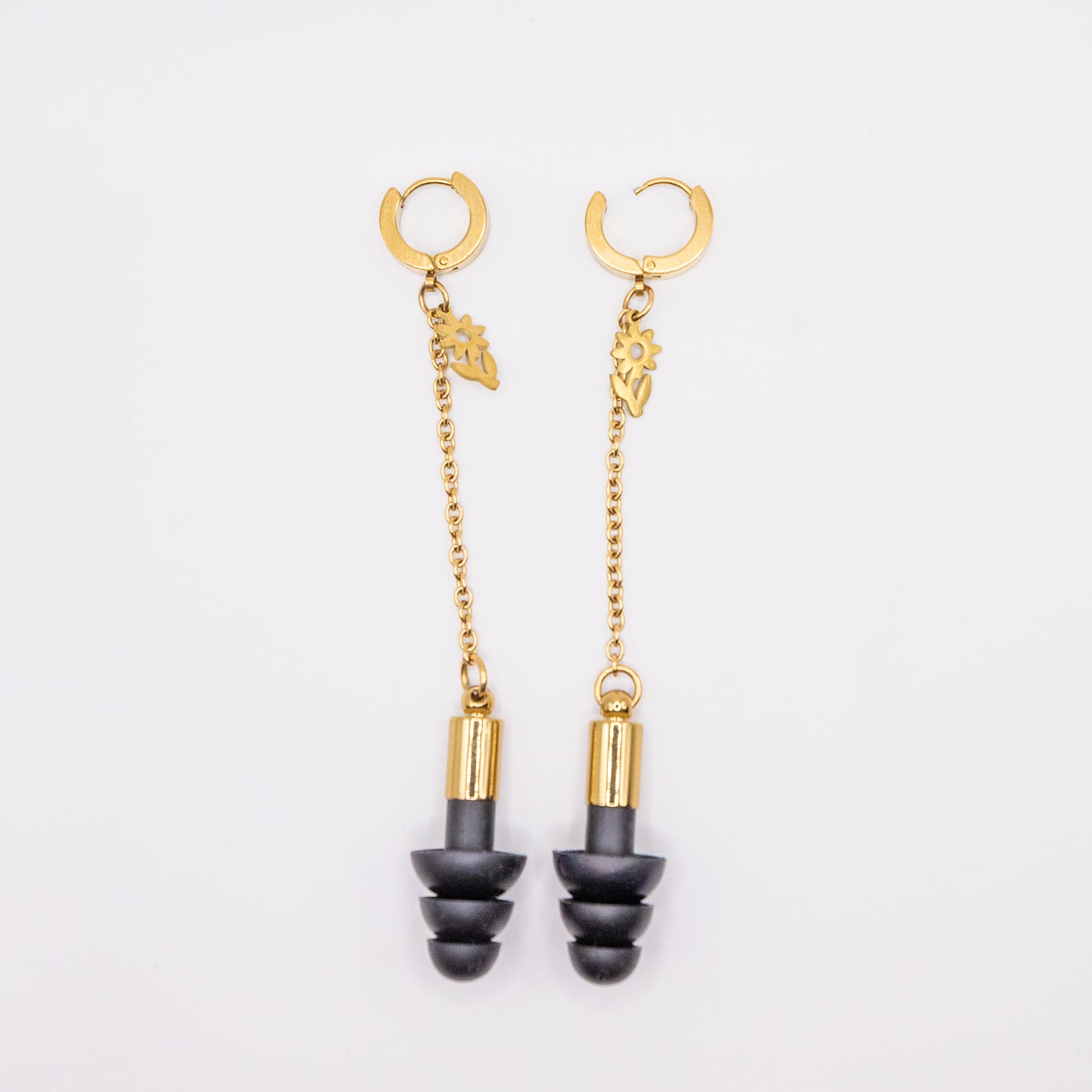 Gold Flower Clicker Hoop Ear Plug Earring