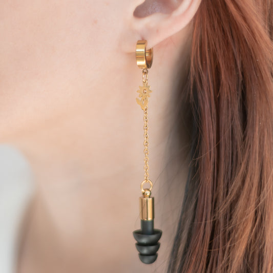 Gold Flower Clicker Hoop Ear Plug Earring