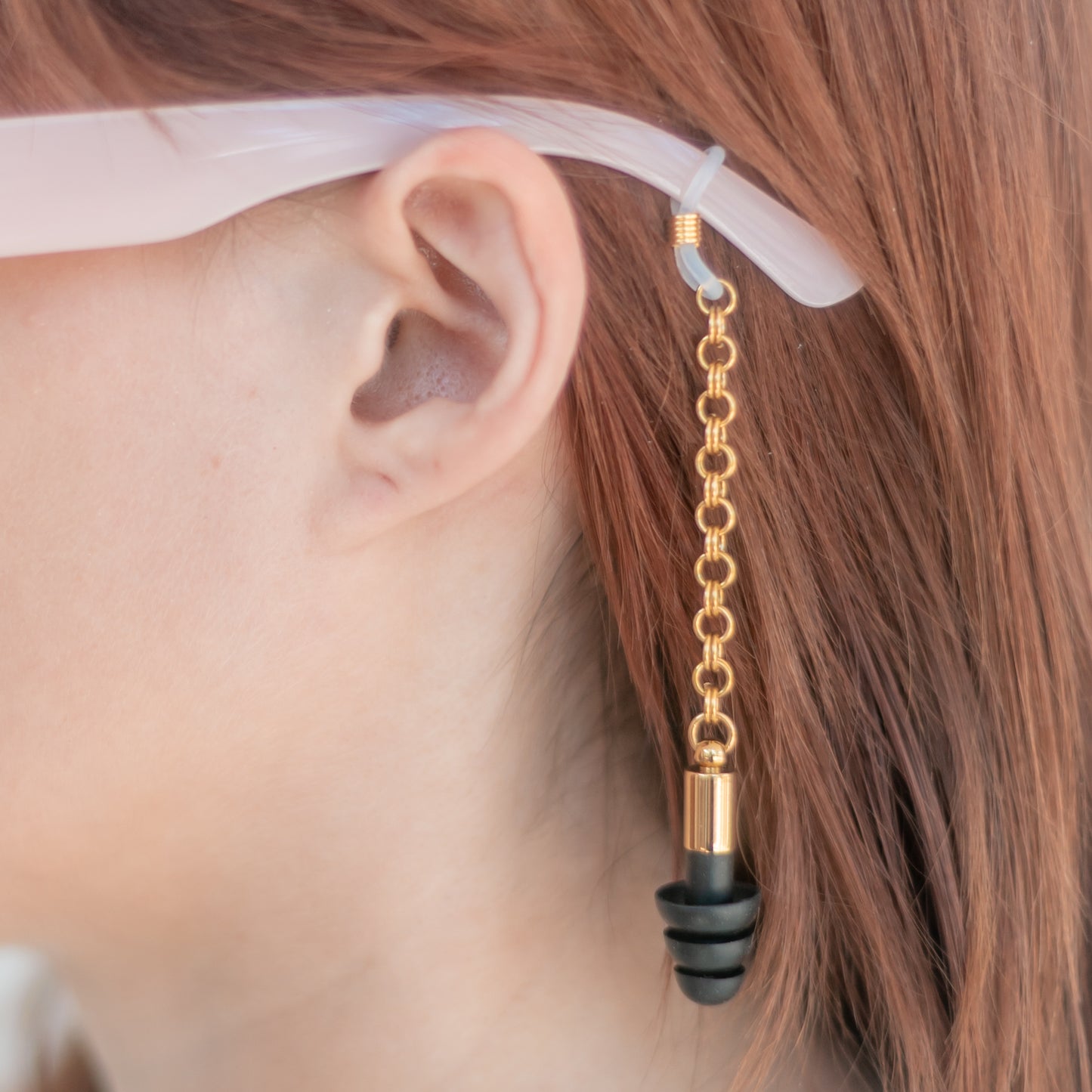 Gold Chainmaille Glasses Loop Ear Plug Earring (no piercings needed)