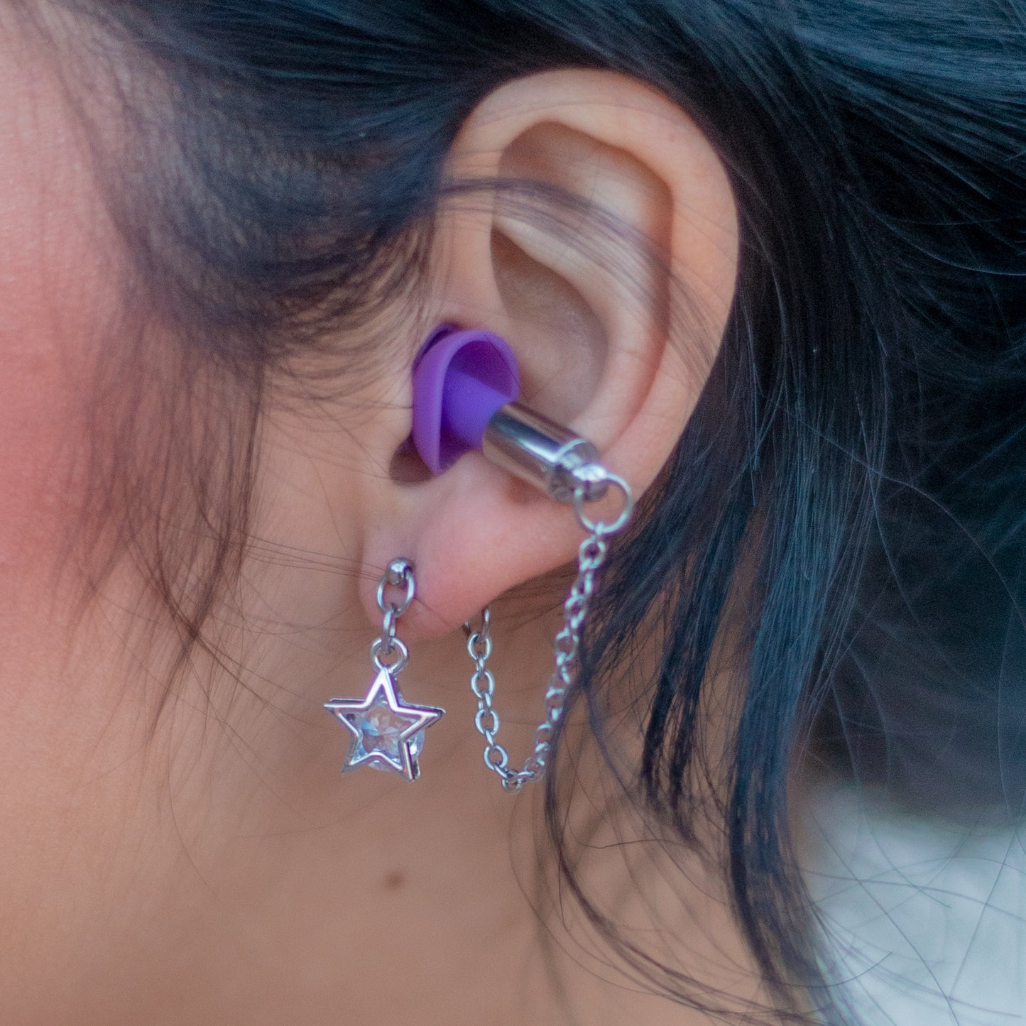 Purple Star Stud Ear Plug Earrings