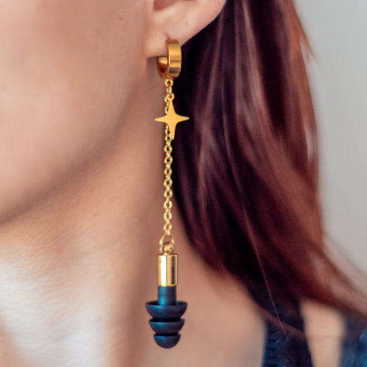 Gold Shimmer Clicker Ear Plug Earrings
