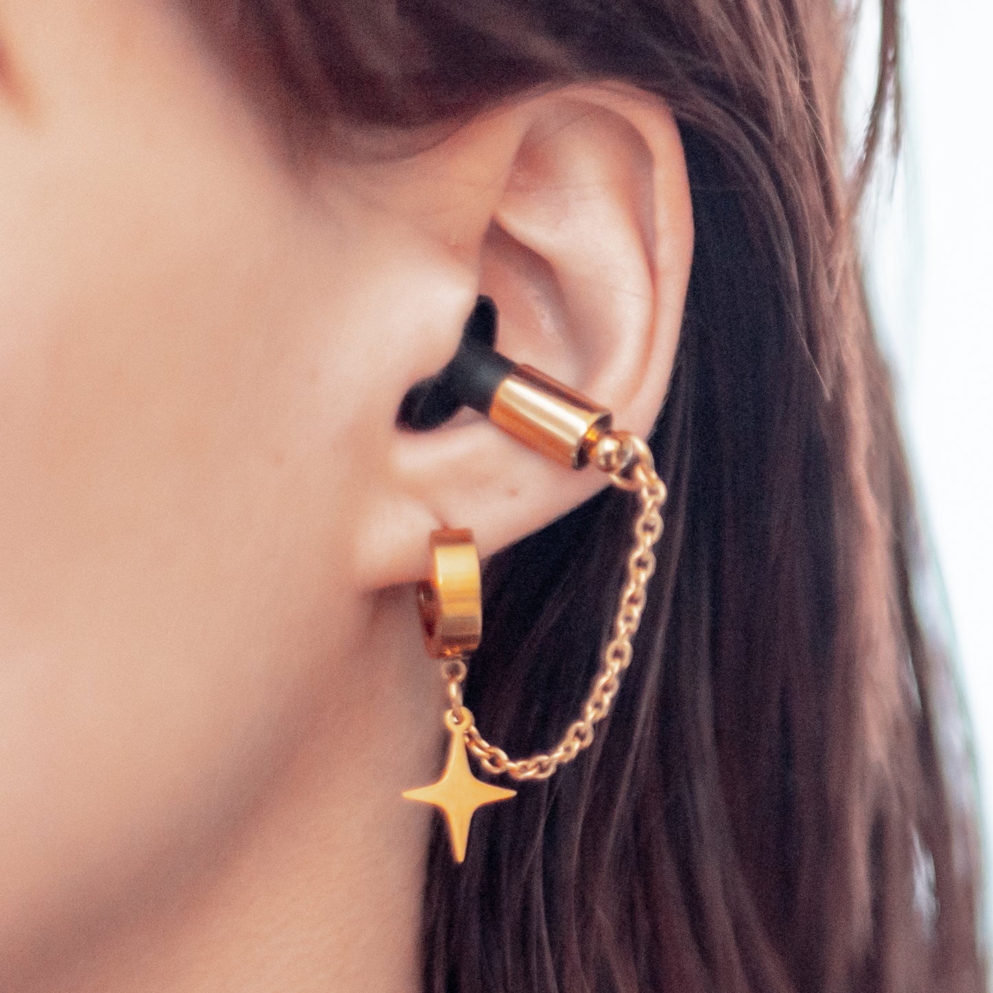 Gold Shimmer Clicker Ear Plug Earrings