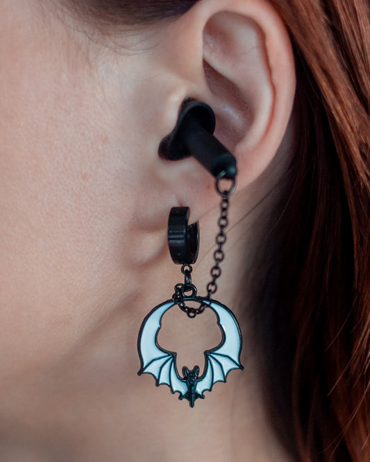 All Black Bats Clicker Ear Plug Earrings (Halloween 2025)