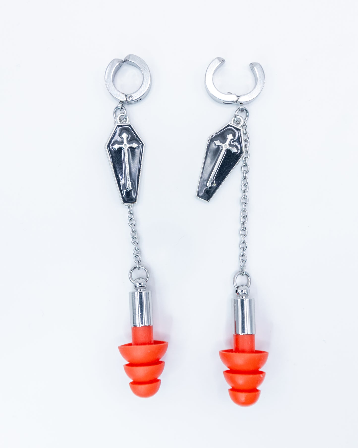 Coffin Clip On Ear Plug Earrings (Halloween 2025) (no piercings needed)